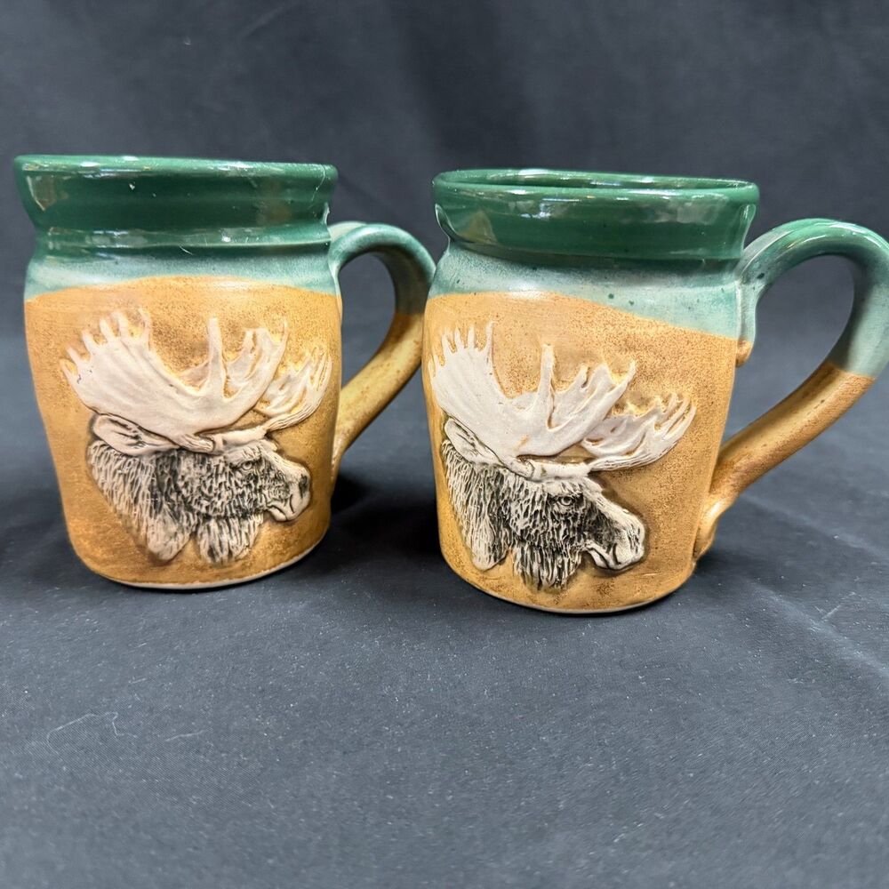 Yellowstone Cold Mountain Pottery Mugs Debra Dudley Elliot Set of 2, 4.5” x 3.5”